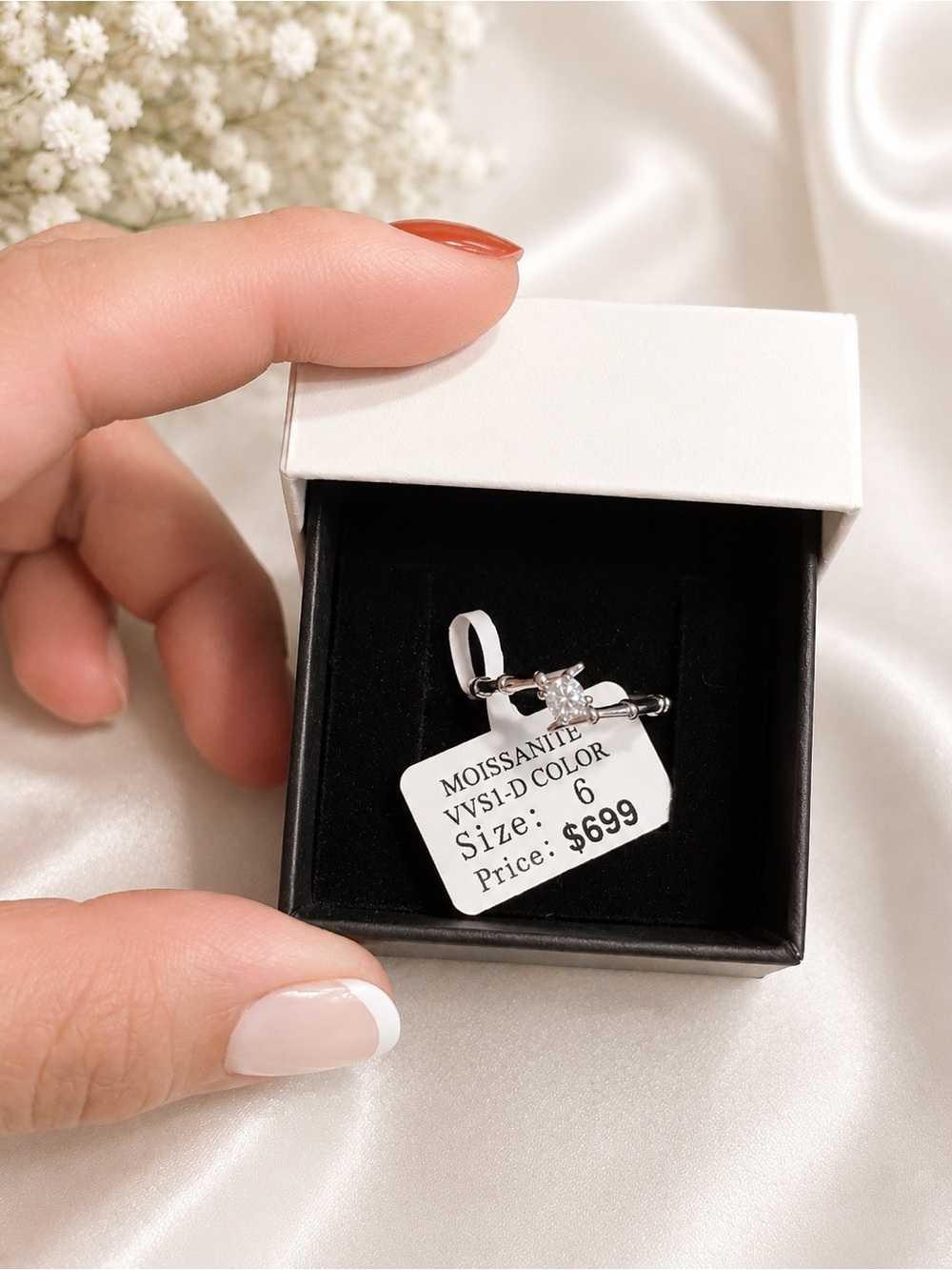 Moissanite Solitaire Ring s925 Size 6